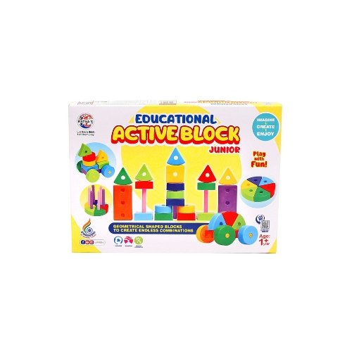 Educational Building Blocks for Toddlers | Active Block Junior Set, geometric shapes that build creativity, motor skills, and early learning