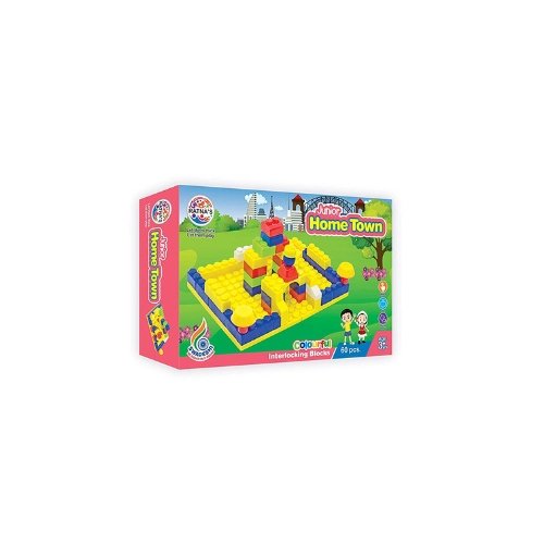 Interlocking Building Blocks for Kids | Junior Home Town 60 Piece Set. 60 colorful pieces for creativity and early learning, educational construction toy set for children age 3 plus