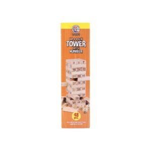 Ratnas Wooden Tower Game 54 Block Stacking and Balancing Toy. builds coordination, focus, and strategy. A fun wooden game for kids and families